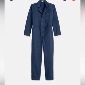 Alex Mill Standard Zip Jumpsuit in Herringbone / Slate Blue Size Medium